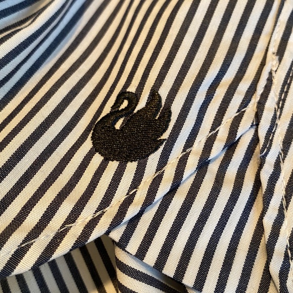 Gloria Vanderbilt Navy/White Striped Shirt - Picture 6 of 7